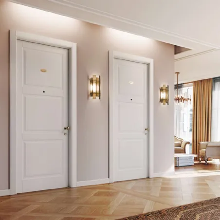 Fireproof door with flush mount to the frame and concealed hinges.