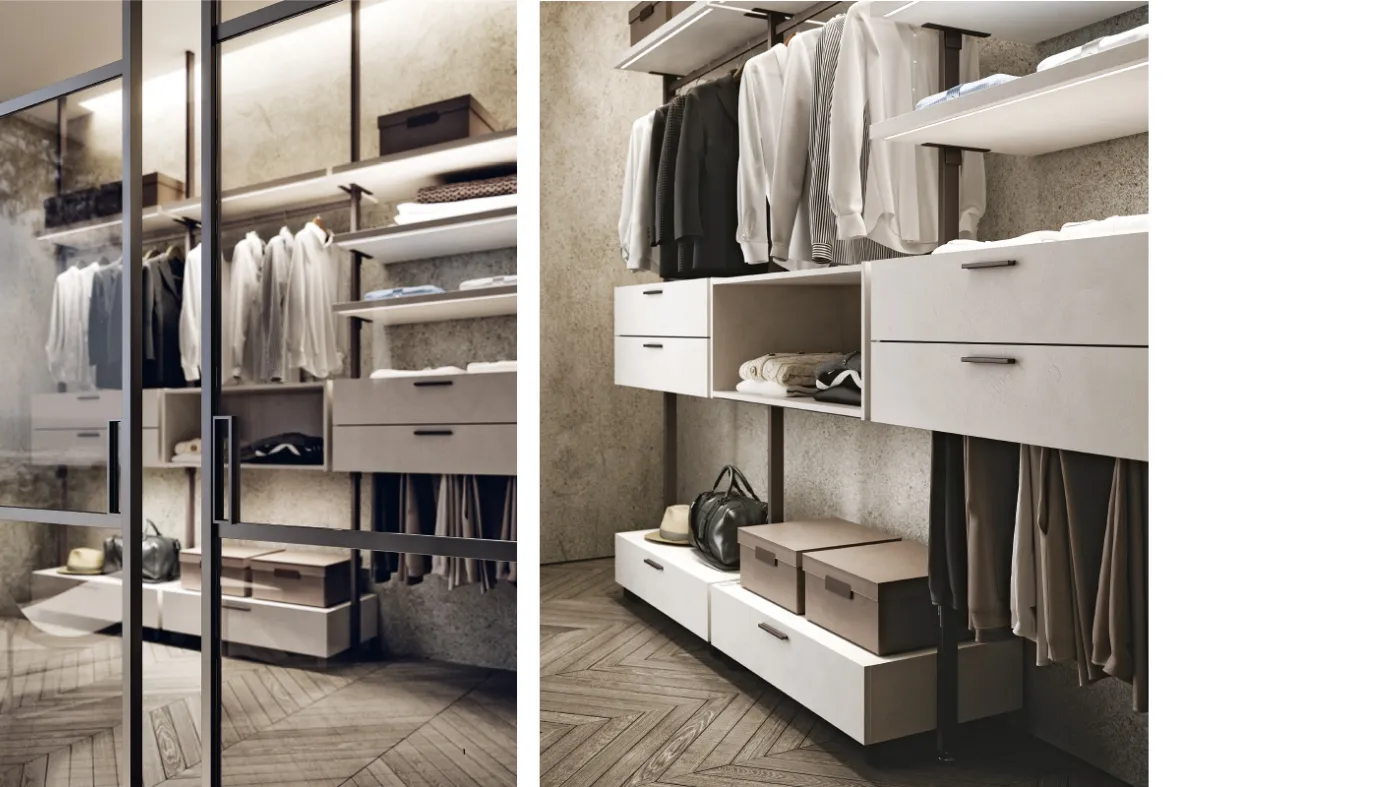 walk-in closets by Bertolotto Design doors in glass and aluminum sliding systems and wardrobes