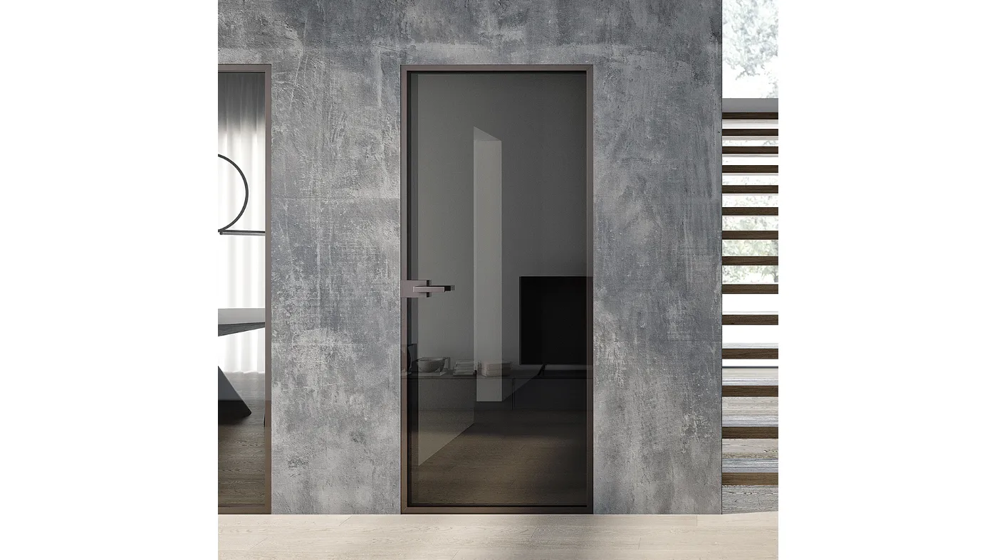 Flush-to-wall doors in crystal glass bertolotto interior design doors