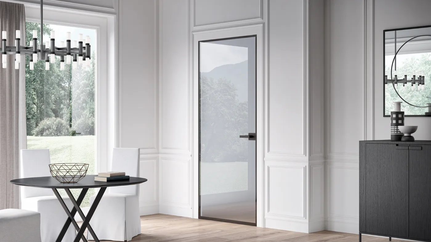 Flush-to-the-wall glass doors Bertolotto crystal doors made in Italy