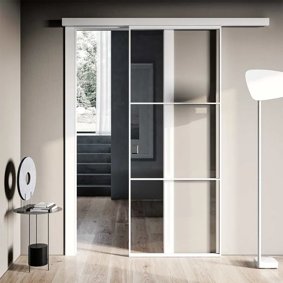 sliding door in hand-lacquered glass bertolotto glass white alabama