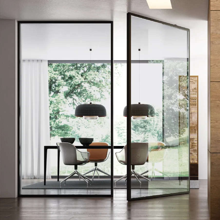 pivot doors bertolotto bi-directional interior doors in aluminum and glass design