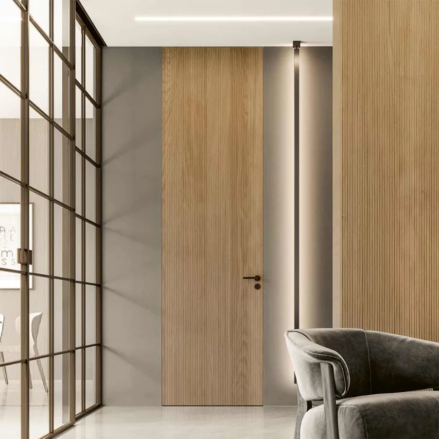 internal ribbed doors bertolotto flush with the wall