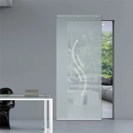 Sliding door in frosted glass