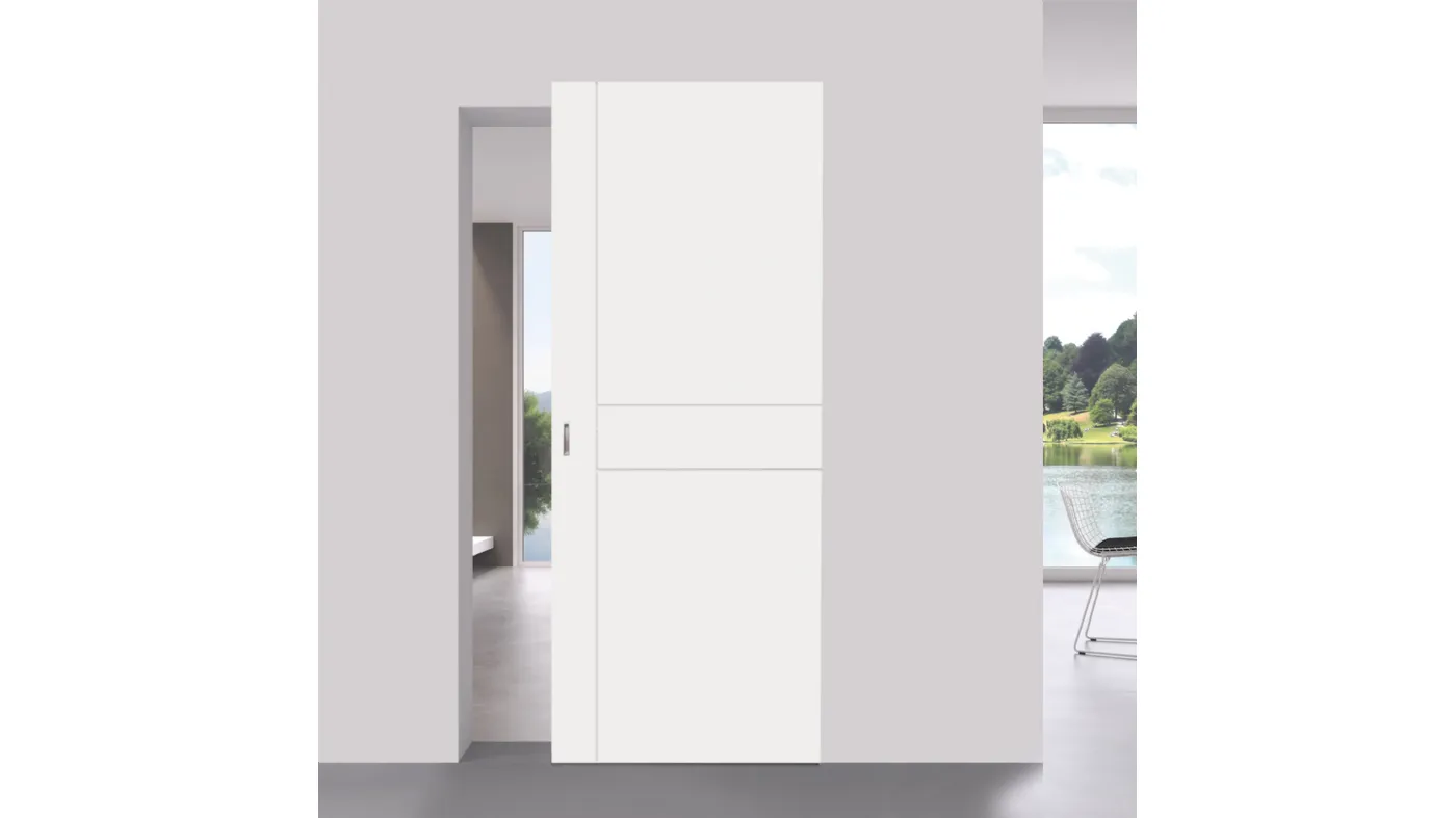 wooden sliding door etched