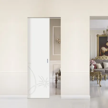 Pocket door decorated wooden