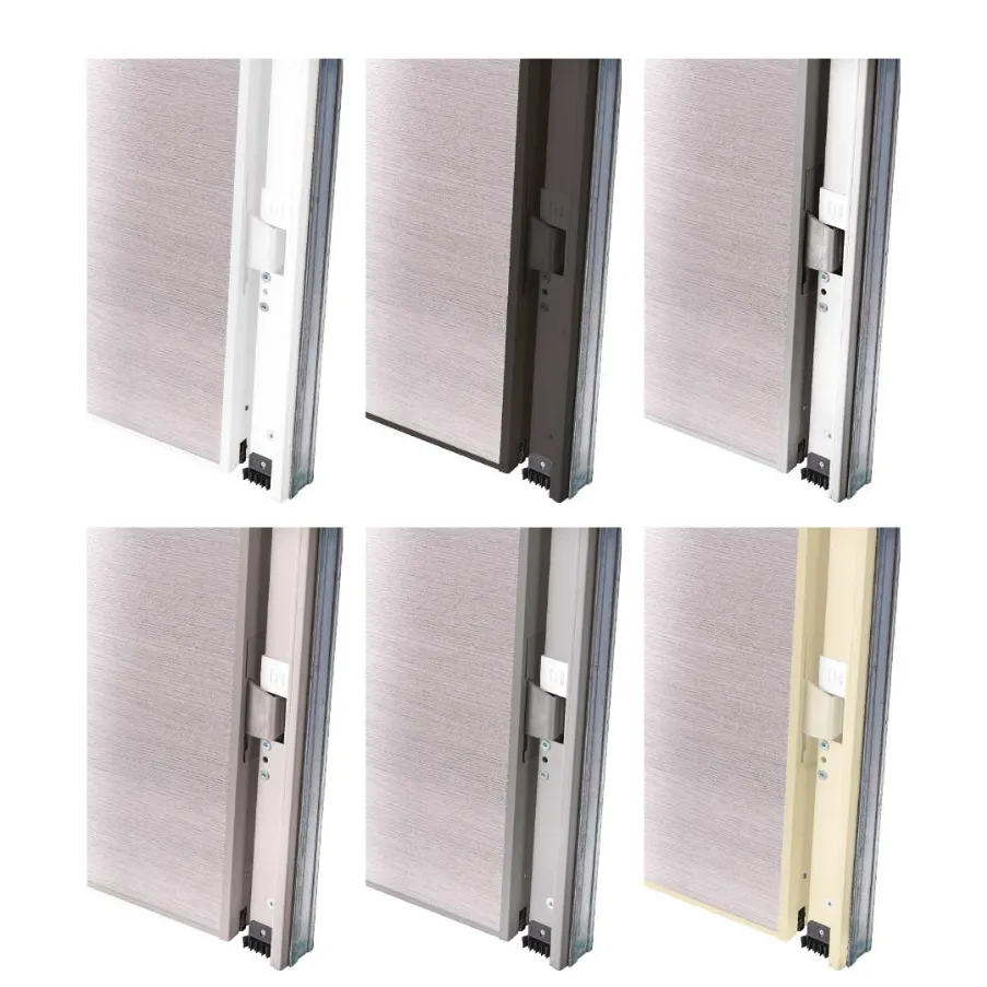 Concealed hinges for armoured doors.