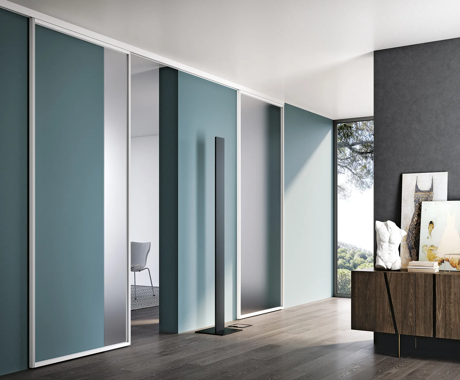 Plana System Easy Bianco Sliding Doors Plana System Easy Bianco Sliding Doors, Internal Glass Wall With Sliding Door