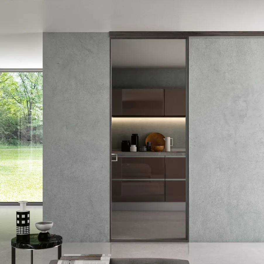 Bertolotto-double-sliding-glass-doors-wood-effect-graphite-glass-glass-stopsol-gray