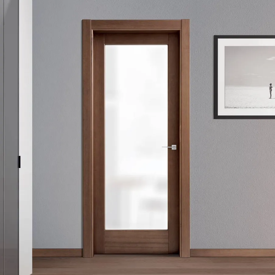 bertolotto baltimora classic doors in tanganyika with extra-clear satin glass